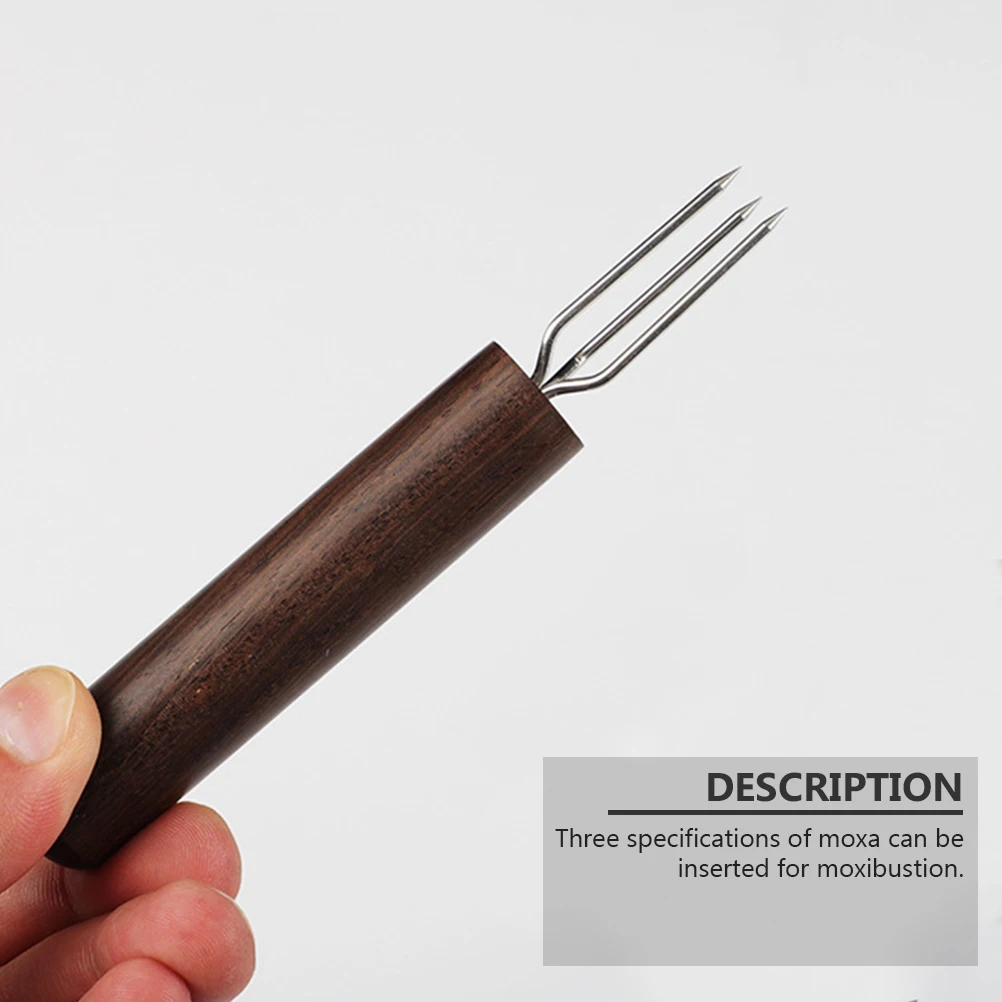

2pcs Moxibustion Fork Wood Handle Extender Tool High Quality Durable Portable Three Safe Firm Moxa Prolong