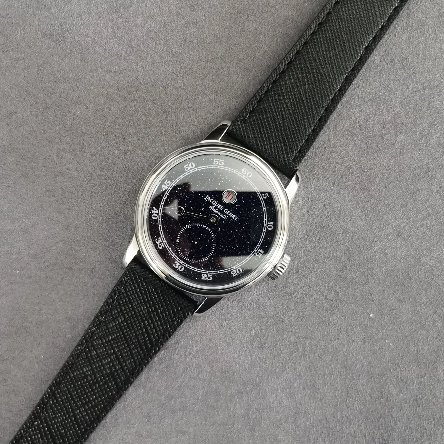 Jacques Genry Men Relógio Automático 38mm Jumping Hour Relógio de Pulso Mecânico Sappire Mirror ST17 Mostrador de Lixamento Azul