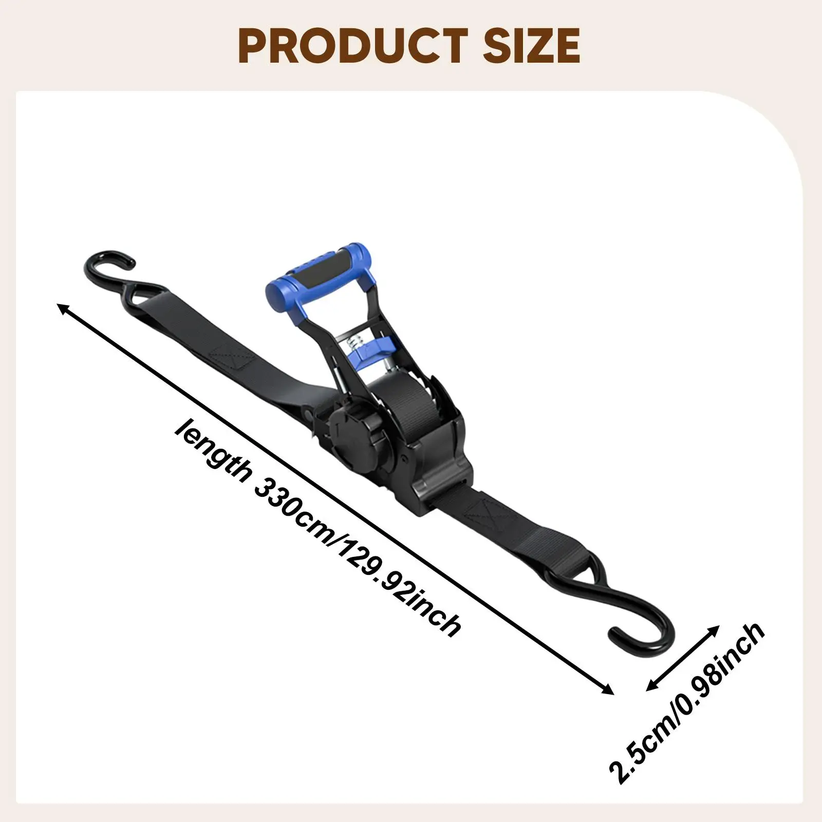 High Strength Retractable Ratchet Tie Down Strap Double S Hook Automatic Closure for Vehicle Cargo and Luggage Securing