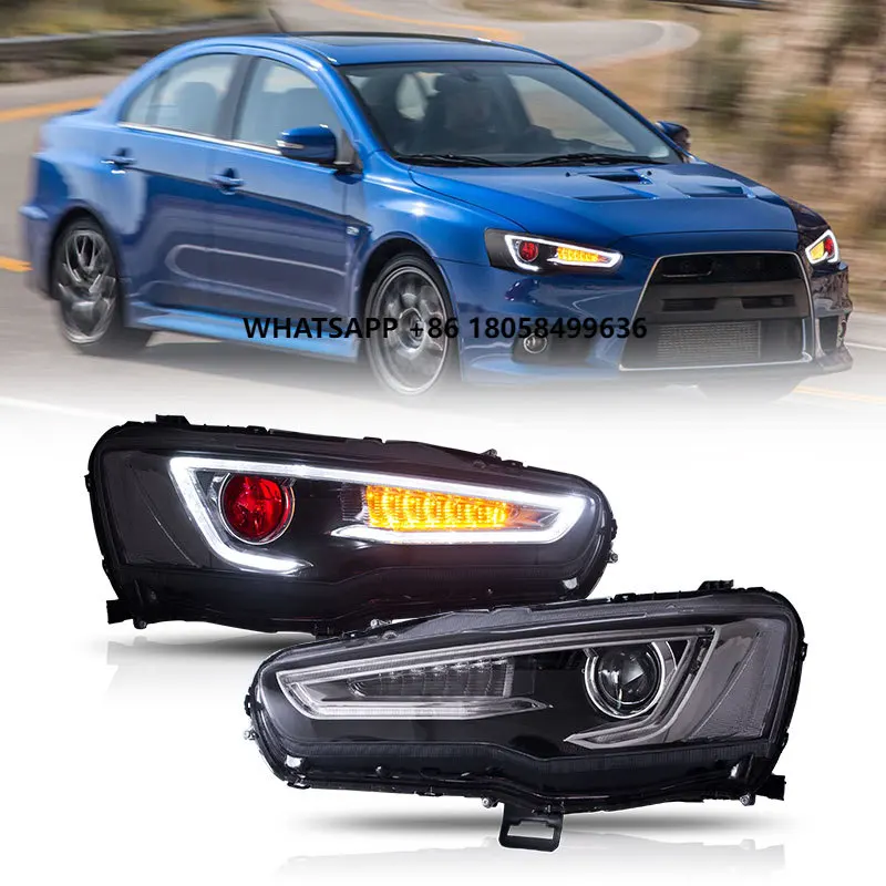 

VLAND LED Headlight Head Lamp Fortis Hatchback Lancer Head Lights Sequentail Demon Eyes 2008-2017 for Galant/lancer EVO EX