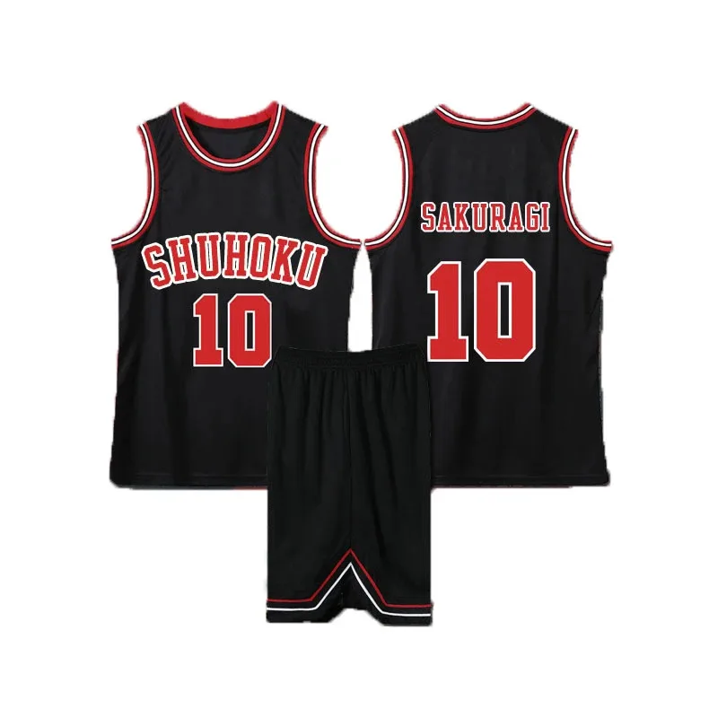 SS13Anime Sakuragi Hanamichi Shohoku Kaede Rukawa Cosplay negro equipo de baloncesto Jersey Top Slam Dunk Cos Jerse