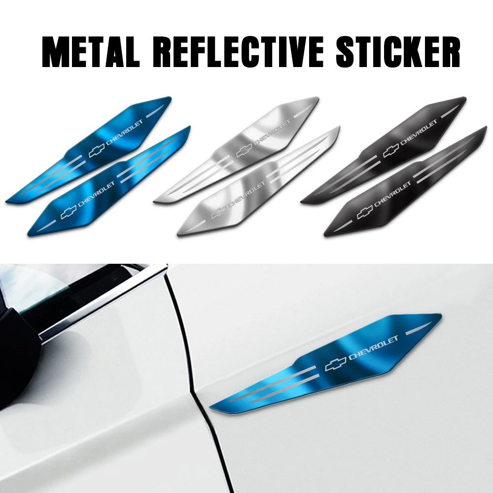 2pcs 3D Metal Car Reflective Body Fender Side Knife Sticker For Chevrolet Cruze Captiva Trax Malibu Tahoe Equinox Impala Orlando