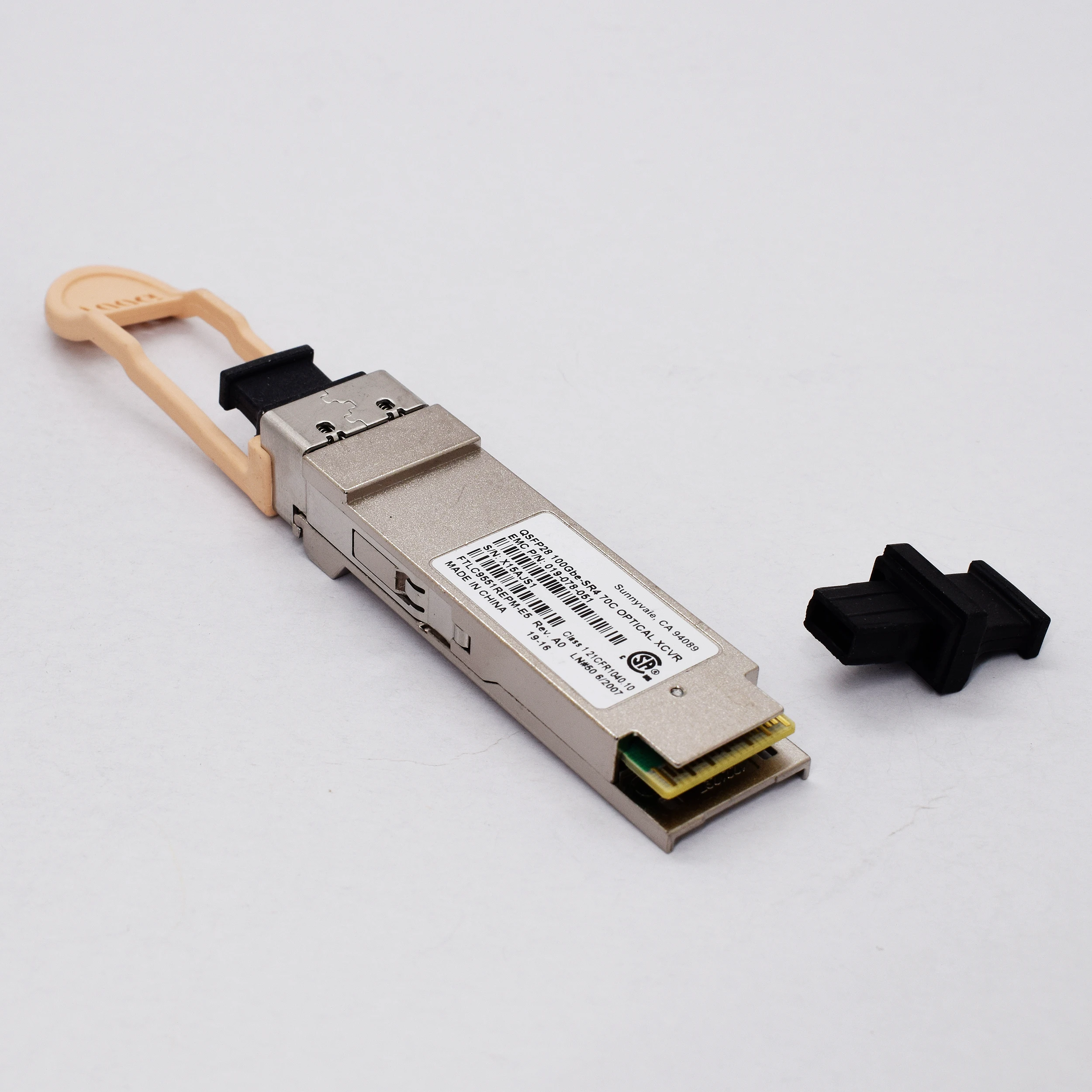 Módulo óptico do transceptor recondicionado para Finisar, QSFP28, 100Gbe-SR4, XCVR, EMC, FTLC9551REPM-E5, 019-078-051, 850nm mm, MM, MPO, genuíno