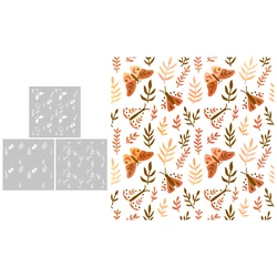 MangoCraft 3PCs Autumn Butterfly Leaves Plastic Stencils For Decor DIY Scrapbooking Supplies Stencil For Cards Albums Background