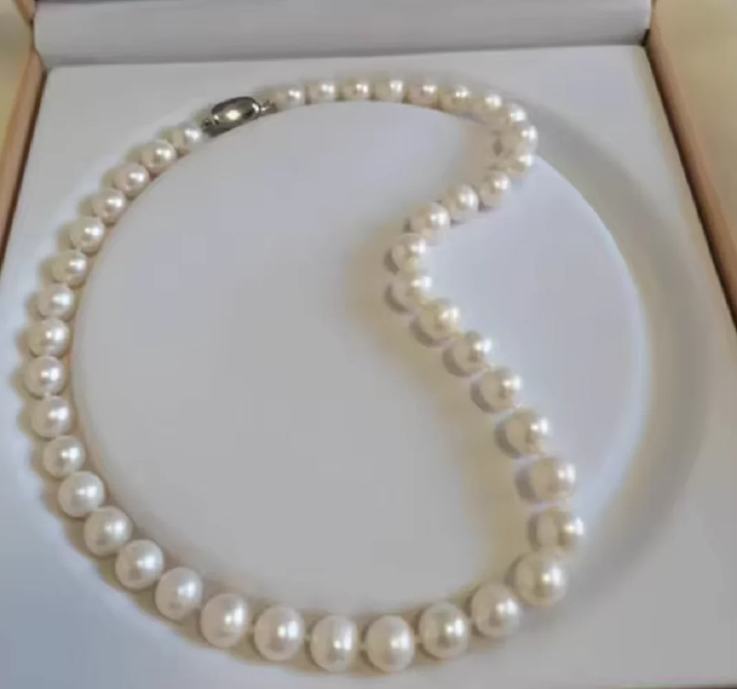 

Natural Pearl AAA8-9mm 9-10mm South Sea White Pearl Necklace 925s/16/18 inch