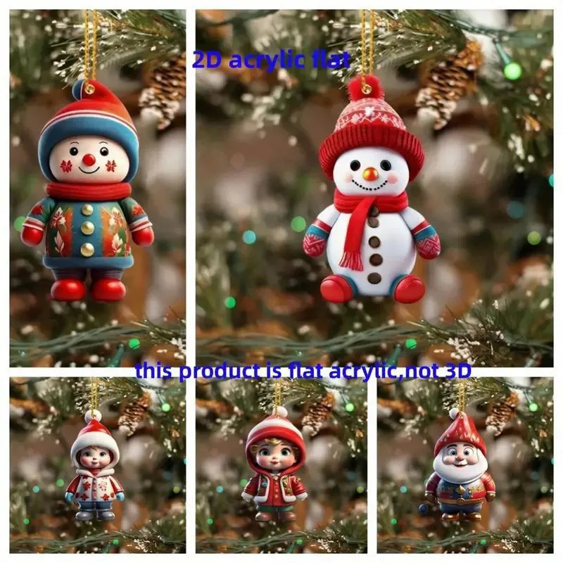 Colgante de decoraciones navideñas 2d Año Nuevo 2025, Papá Noel, árbol de Nochebuena, venta de liquidación, decoración del hogar, suministros festivos para fiestas