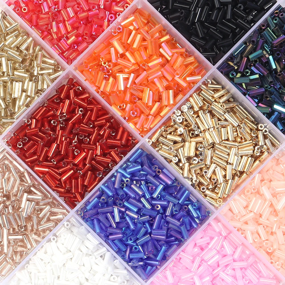 40 gr/los Durchmesser 2mm Glas Reis Perlen Silber Gefüllt Rohr Perlen Lose Spacer Perlen Für Schmuck Machen DIY Halskette armband