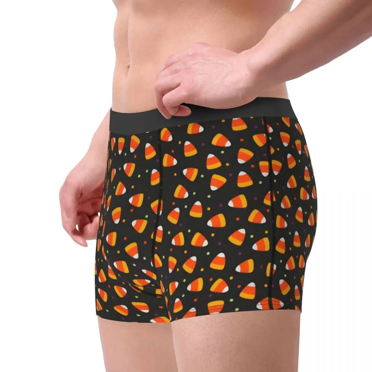 Custom Candy Corn Dots On Black Halloween Novelty Underwear Male Printed Boxer Briefs Shorts Panties Soft Underpants