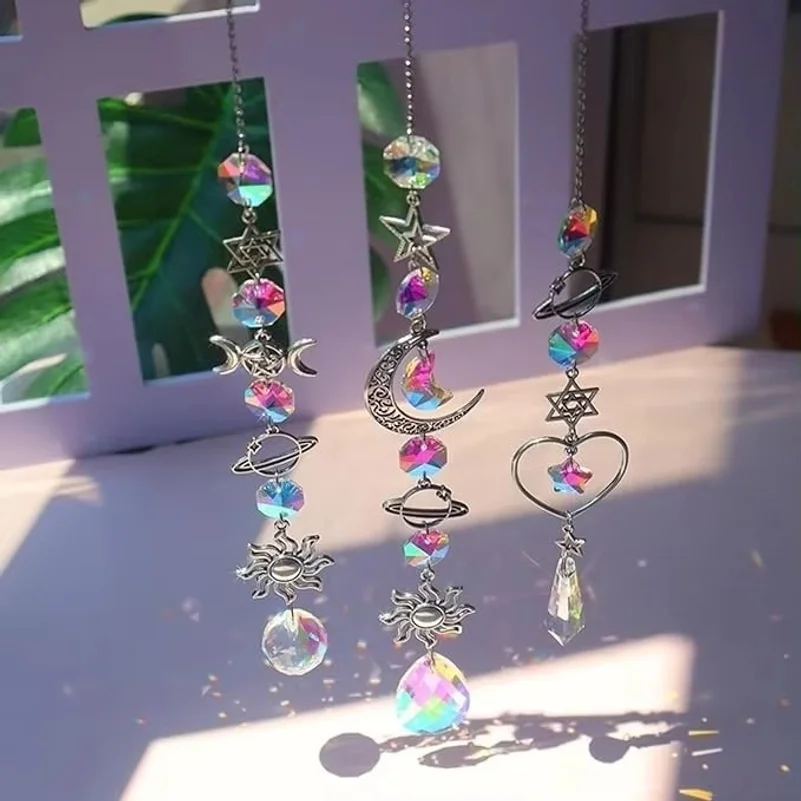 Crystal Wind Chime Rainbow Maker Sun Catcher Dream Catcher Pendant Home Garden Decor Wind Chime, Holiday, Festival, Home Decor,