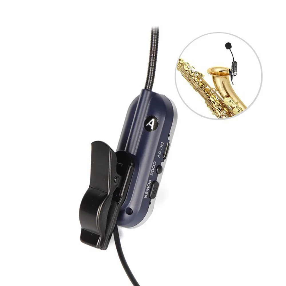 Draadloze cameramicrofoon Zender Ontvanger Clip-on condensatormicrofoon voor hoorn trompet klarinet saxofoon cello