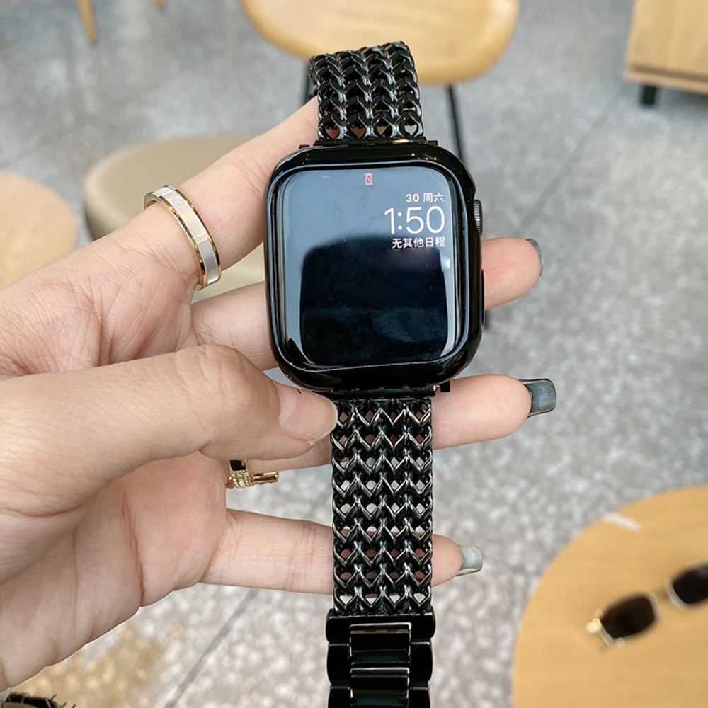 Braided Metal Bracelet For Apple Watch Ultra 2 1 Band 49MM 41MM 45MM For Iwatch Series 9 8 7 6 SE 5 4 44MM Stainless Steel Strap