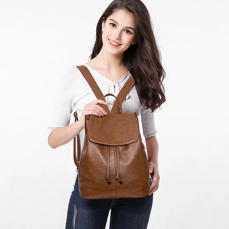 Women backpacks Composite cowhide Ladies school bags Large Capacity Travel Backpack leather student rucksack Daypack