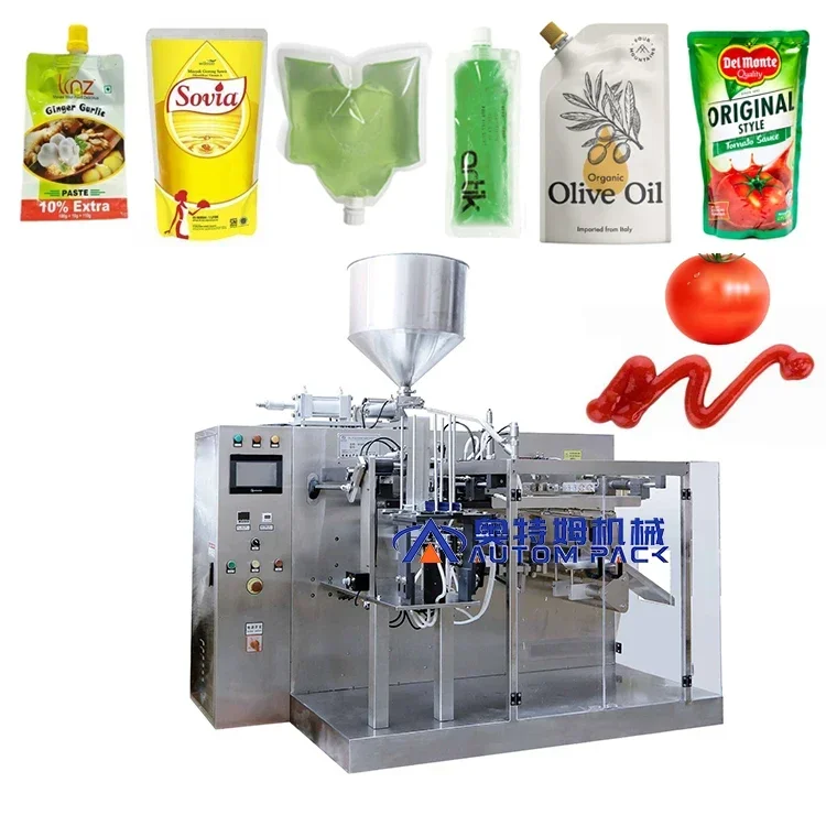 Automatic Special Shaped Pouch Fill-Seal Packing Machine Premade Stand Up Spout Pouch Paste Thick Liquid Packing Machine