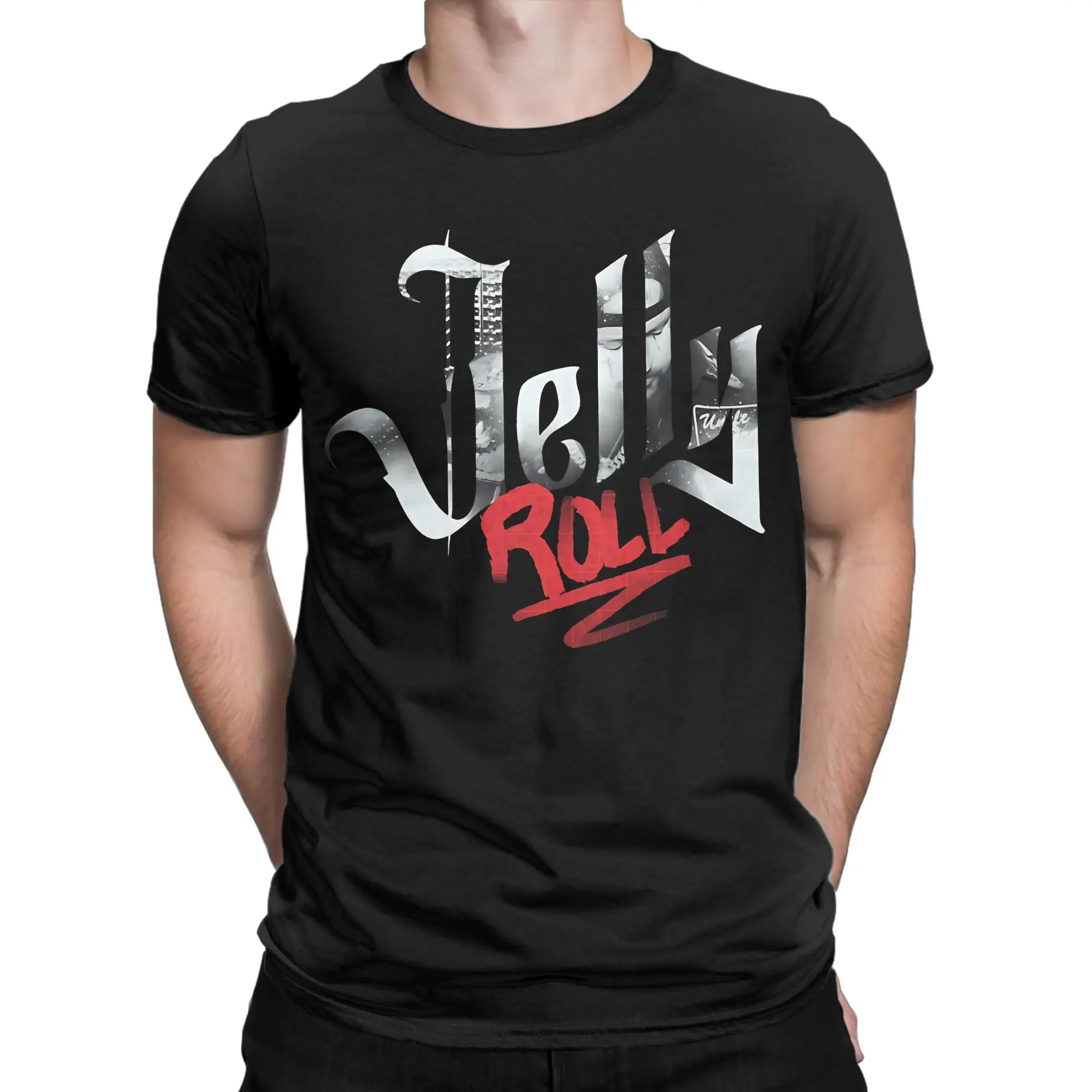 Camiseta con gráfico novedoso de gestos de manos de rock and roll, 100% algodón, camisetas Jelly Roll para hombre