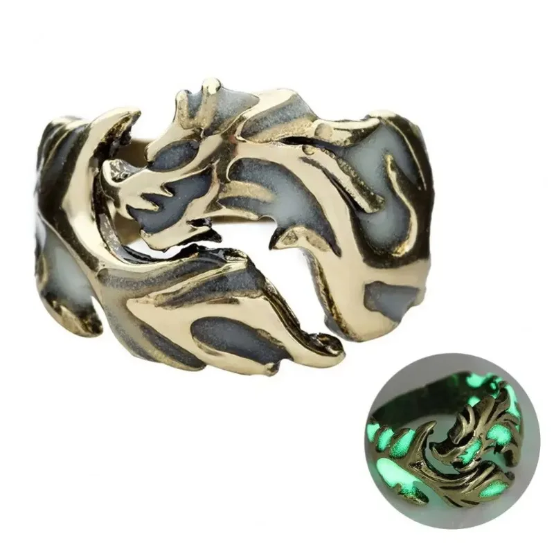 خواتم التنين المضيئة للرجال والنساء خواتم الشرير حجم الحرة البنصر توهج في الظلام خاتم الدائري #4