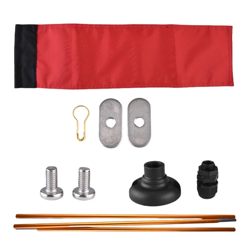 

Large Kayak Safety Flag With Pole, Storage Bag, Screws And Track Mount Base High Visibility 20x5.6 Inch
