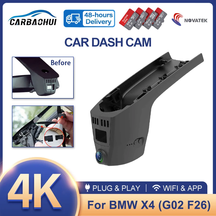 

Dash Cam 4K 2160P for BMW X4 G02 M40i F98 2023 2022 2021 2020 2019,Car DVR Camera WiFi Video Recorder Plug and Play HD Dashcam