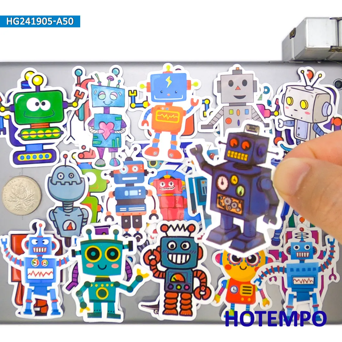 20/30/50Pieces Cute Cartoon Style Funny Robot Stickers for Phone Scrapbook Luggage Glass Cup Bike Skateboard Laptop Sticker Toys