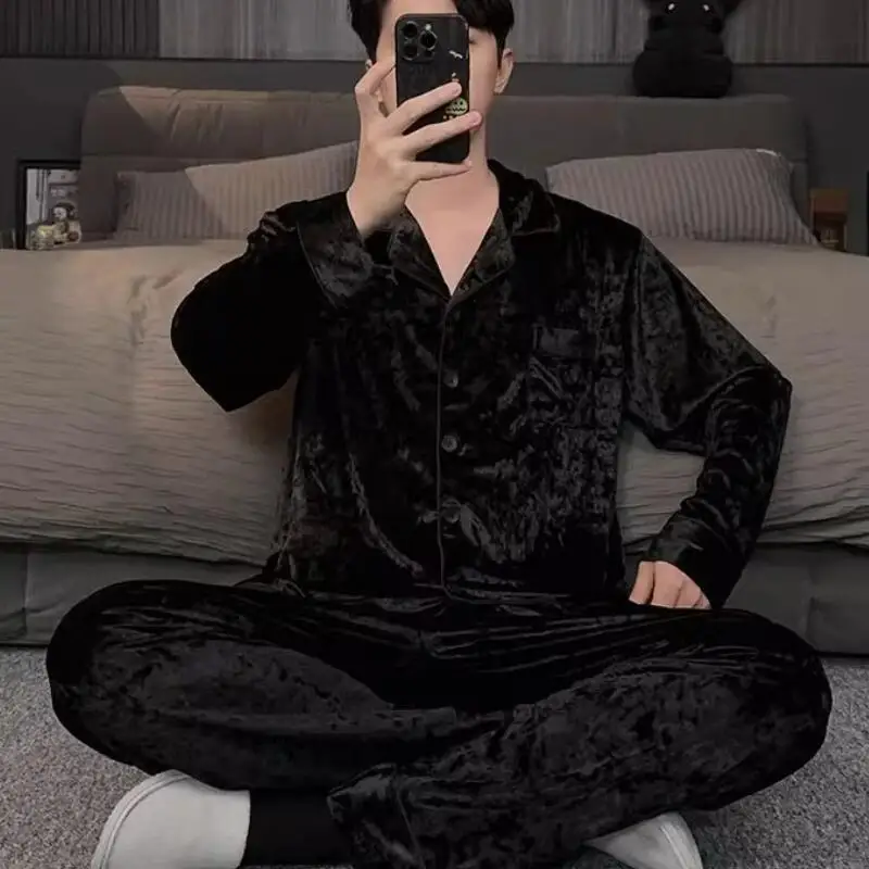 ملابس للرجال منامة ملابس الشتاء الخريف الشباب لباس غير رسمي ملابس الحمام الفانيلا نمط جديد موضة Y2K ملابس رياضية ملابس منزلية