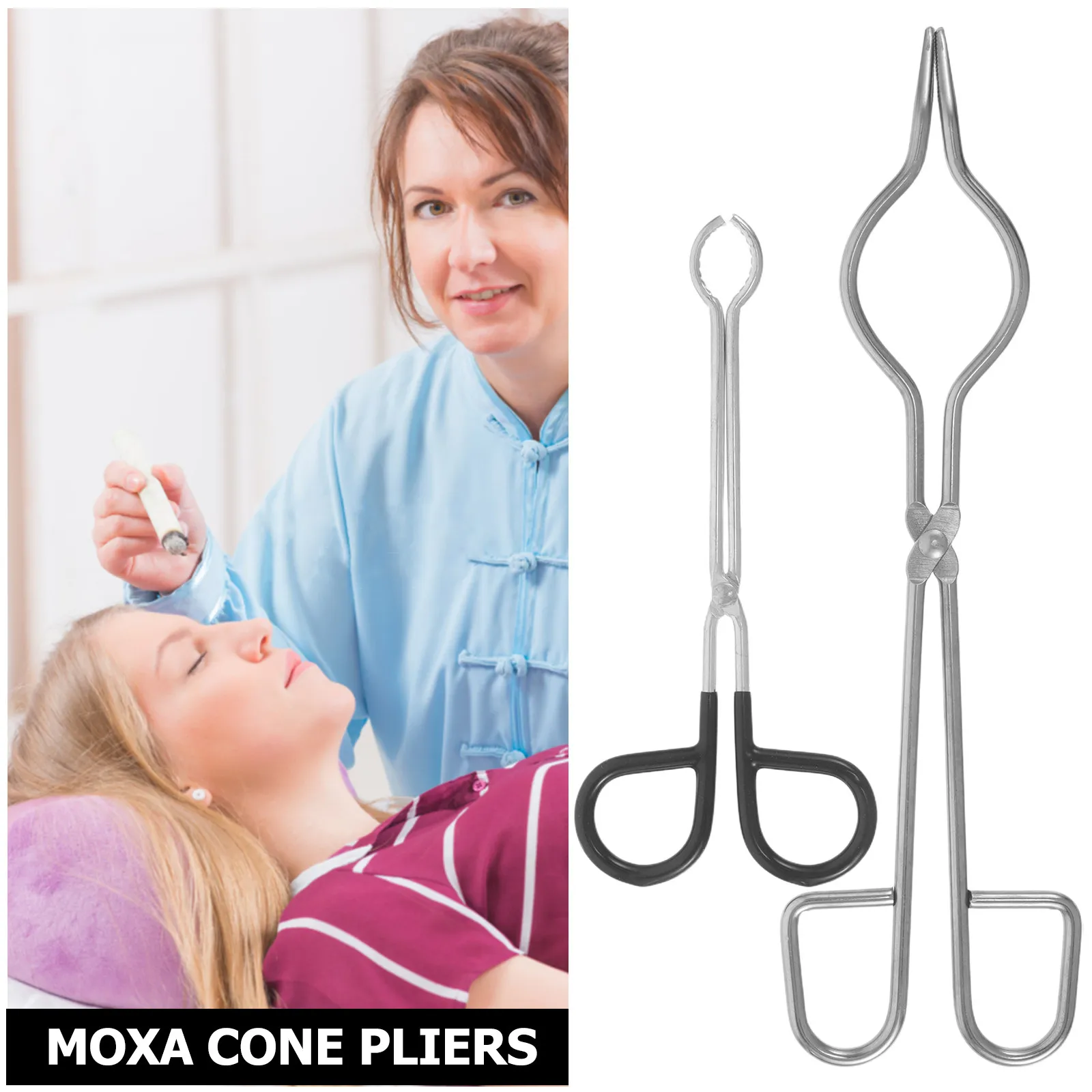 2Pcs Moxibustion Metal Clamp Heat Proof Handheld Anti-Scalding Clip Moxa Roll Holder Moxa Stick Handling Tool Professional