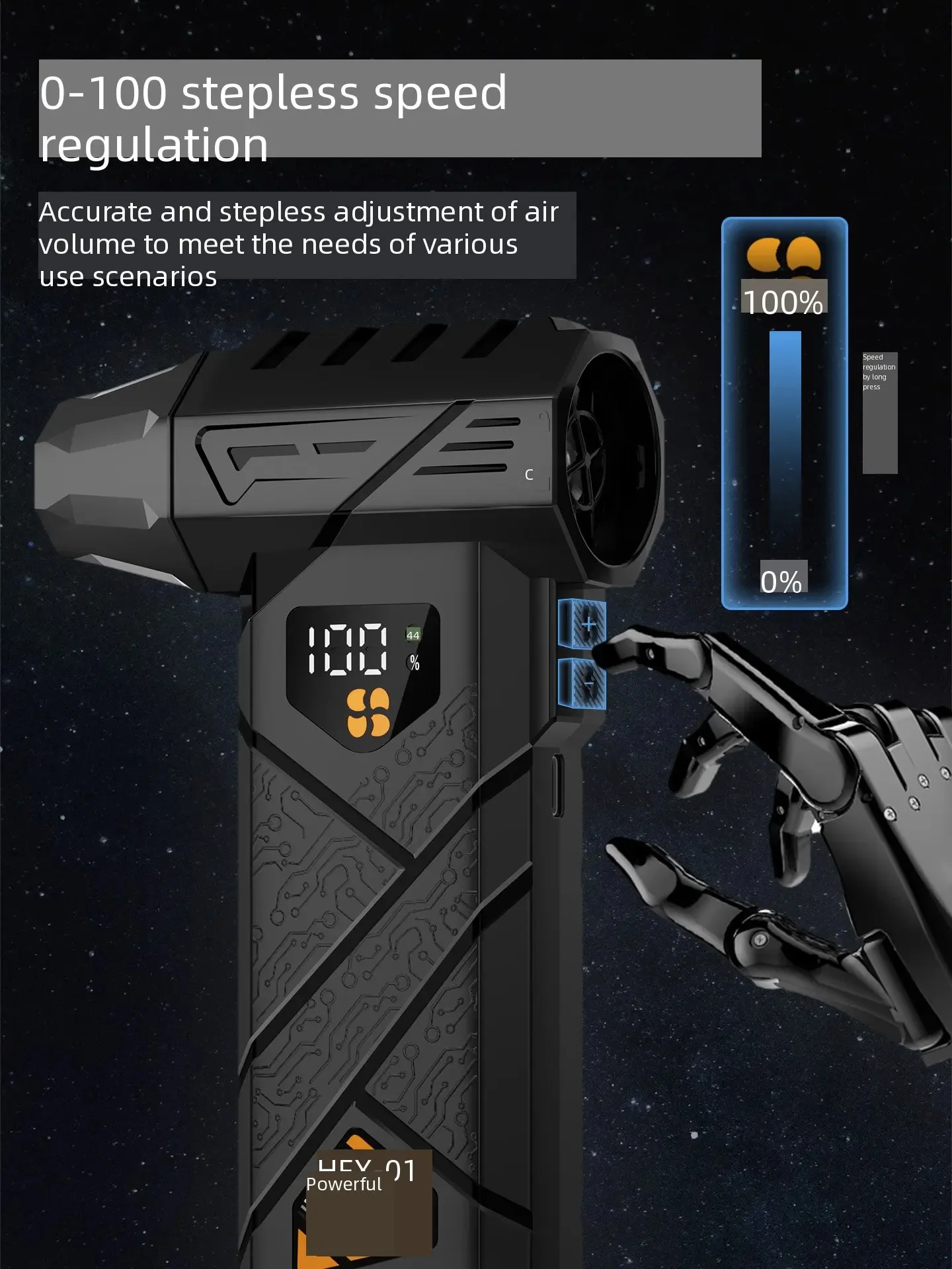 

HFX-01 Powerful Turbo Air Blower 380g Blowing Force Strong Airflow Turbo Fan Power Bank Function Wireless Compressed Air Duster