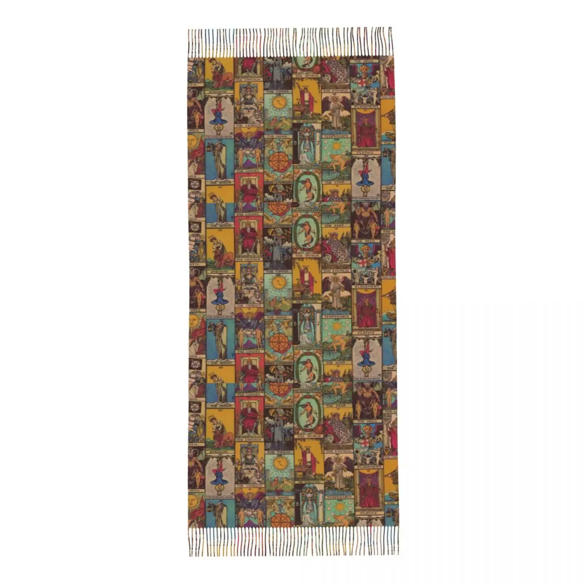 The Major Arcana Of Tarot Vintage Patchwork Scarf Tassel Scarves Women Soft Warm Shawls and Wraps Long Fall Winter Shawl Wrap