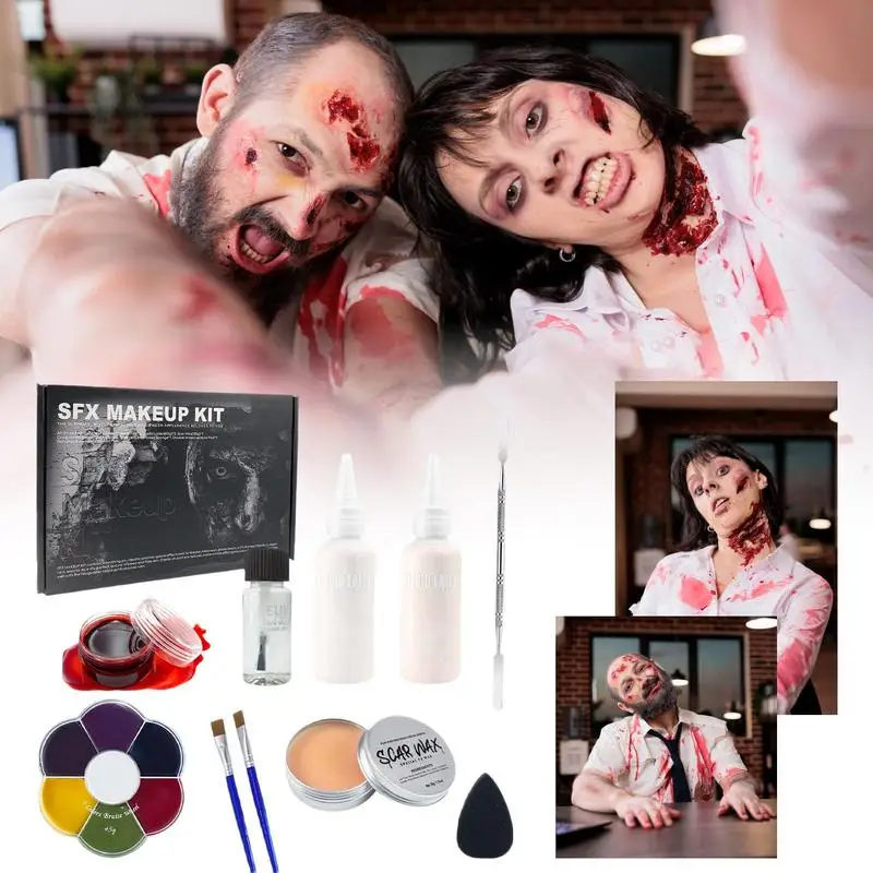 

Макияж крови на Хэллоуин моющийся набор крови поддельная Реалистичная кровавая рана макияж праздничный Хэллоуин Макияж Набор Хэллоуин поддельная кровь