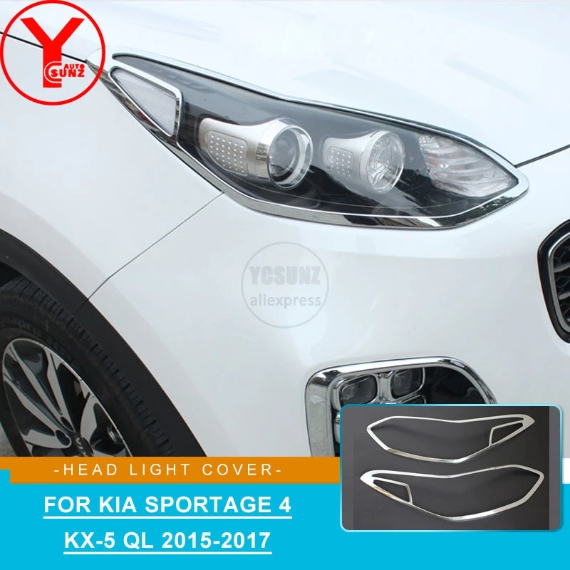 

YCSUNZ ABS chrome headlight cover For kia sportage 4 2017 ql kx5 2016 car auto parts for kia sportage accessories 2015 2016 2017