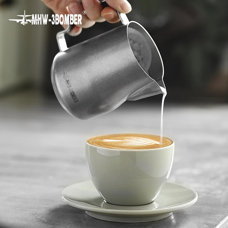 MHW 3BOMBER 350ml 450ml Art Coffee Milk Foam Jug Espresso Steam Milk Pitcher Barista Steaming Pitcher Professional Cafe Tools