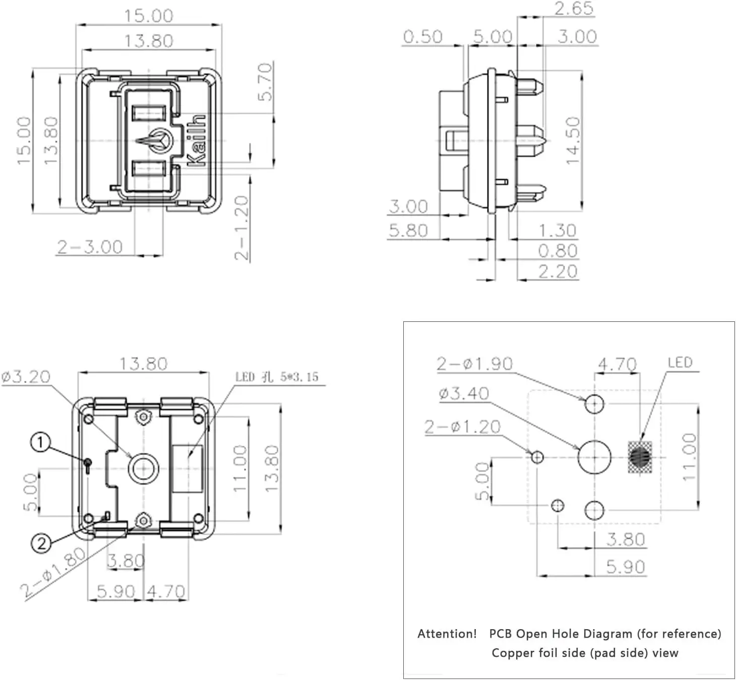 Kaih Low Profile Choc Switch V1 1350 Chocolate Keyboard do niskoprofilowej klawiatury mechanicznej White Brown V1 Switch — zdjęcie produktu 5