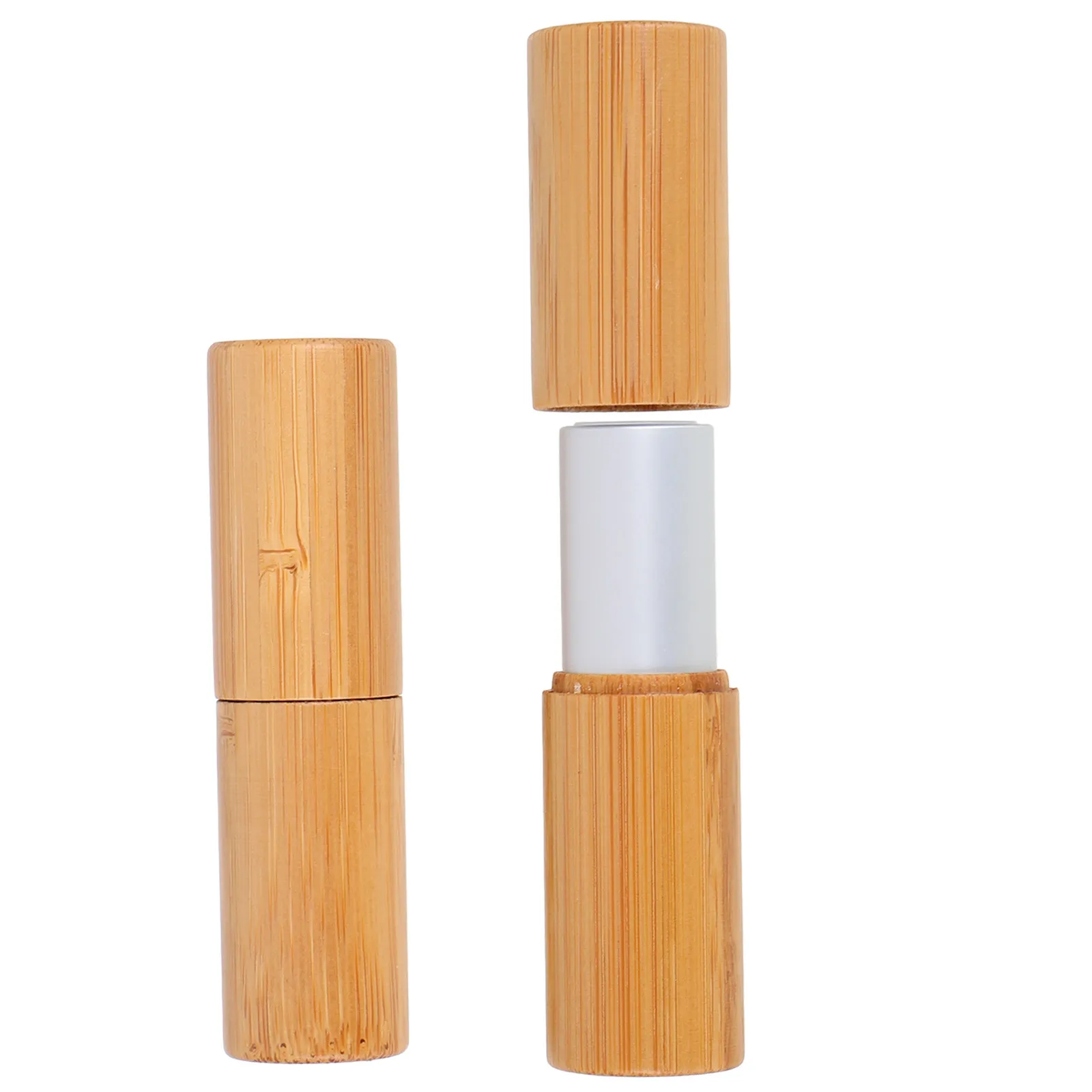 2Pcs Bamboo Lipstick Tubes Empty DIY Lip Gloss Container Lip Balm Tube Portable Eco Friendly Compact Makeup Tool
