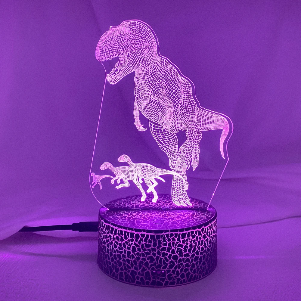 

Милый 3D динозавр, ночник, Детская Светодиодная лампа динозавра, симпатичные акриловые очки с USB, настольный ночник для детей, подарок, украшение для спальни и комнаты