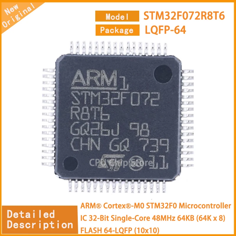 5Pcs/Lot  New Original STM32F072R8T6 STM32F072  Microcontroller IC 32-Bit Single-Core 48MHz 64KB (64K x 8) FLASH 64-LQFP (10x10)