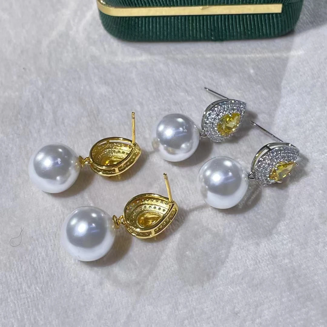 

N 925 Sterling Silver Pearl Earrings Over 12mm Natural Fresh Water Edison Pearl Earrings Ladies Noble Pearl Jewelry