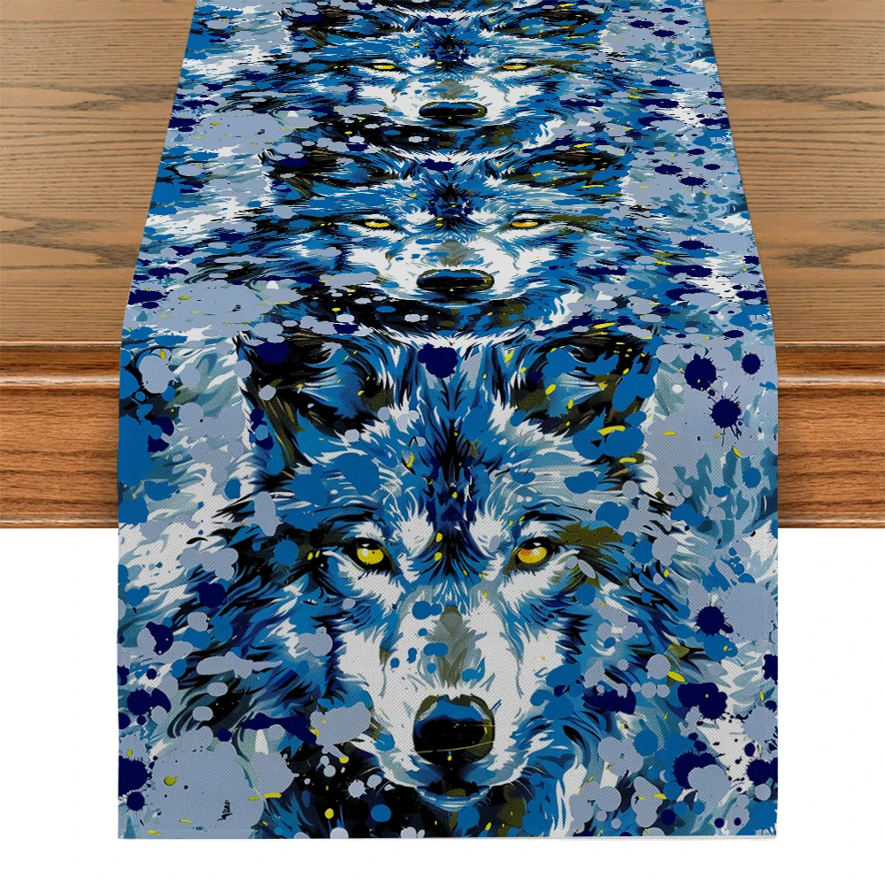 Watercolor Wolf Table Runners Tablecloth Home Decoration Dining Tables Table Runner Wedding Party Tablecover