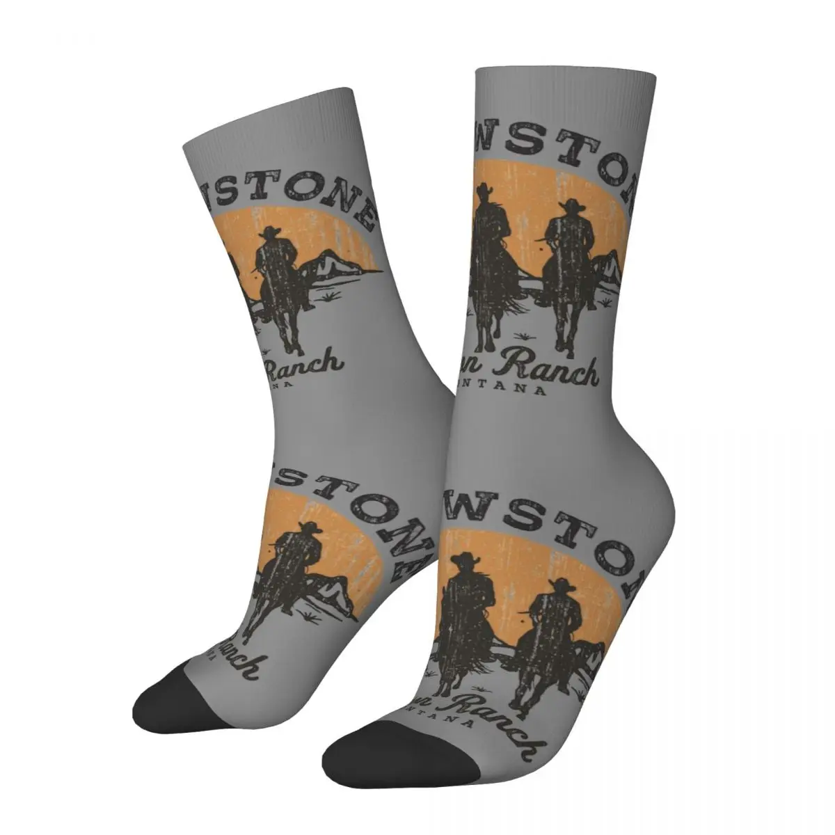 Casual Yellowstones Dutton Ranch Football Socks Tv Show Polyester Long Socks for Women Men Breathable