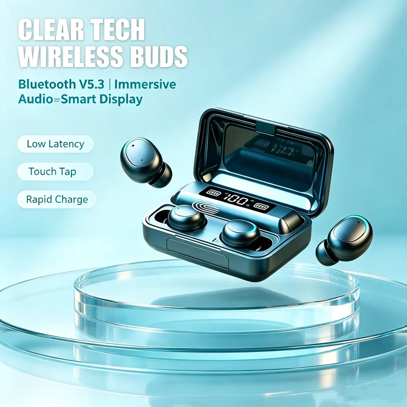 TWS Bluetooth Headphones 9D Stereo High Bass Sport Earphones Handfree Touch Control Tws Wireless Earbuds Waterproof Headset