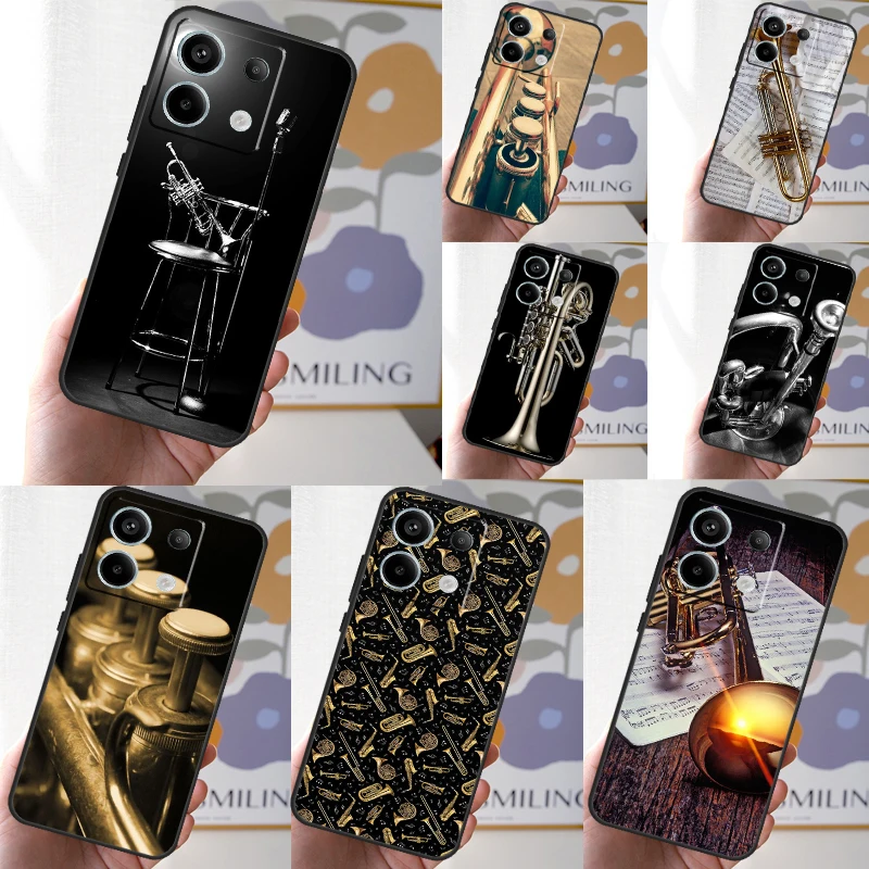 Piccolo Trumpet Brass Instruments Case For Xiaomi Redmi Note 13 8 9 10 11 12 Pro 12S 11S 10S 9S Redmi 13C 9C 10C 12C Cover