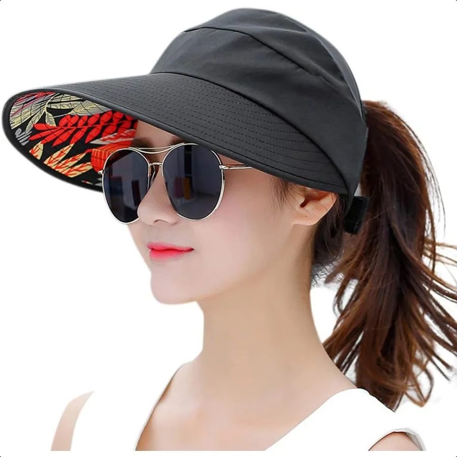 

HINDAWI Sun Hats for Women Wide Brim UV Protection Sun Hat Summer Beach Packable Visor