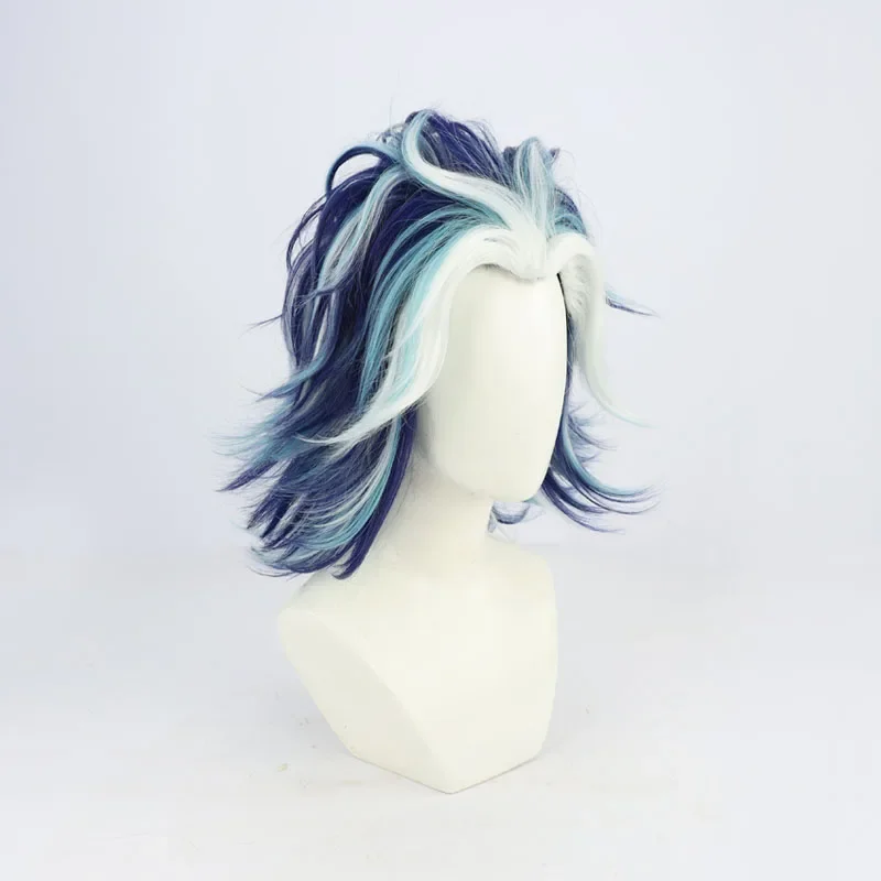 Taiju Shiba Cosplay Wig Tokyo Revengers Slicked-back Mixed Blue Short Heat Resistant Synthetic Hair Anime Wigs   Wig Cap