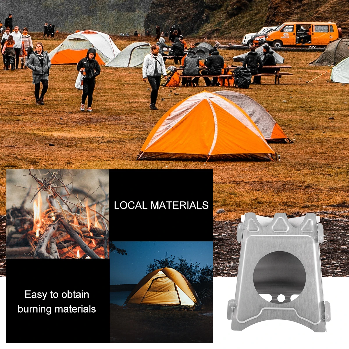 

Portable Folding Furnace Camping Cookware Outdoor Wood Burning Stove Tent Stainless Steel Mini Barbecue