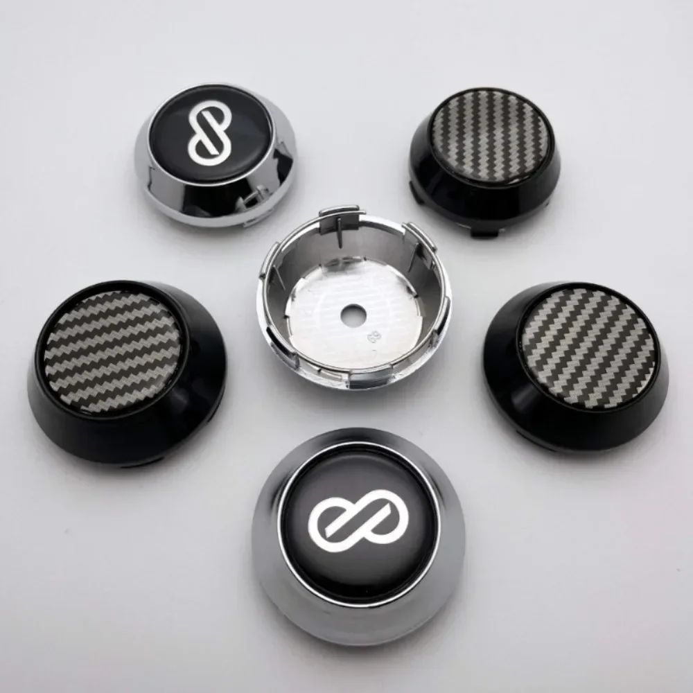 

4pcs 69mm Car Wheel Center Caps With Drop Glue Carbon Fibre / ENKEI 45mm Emblem Logo Accessories for Peugeot Ford VW Rim Cover