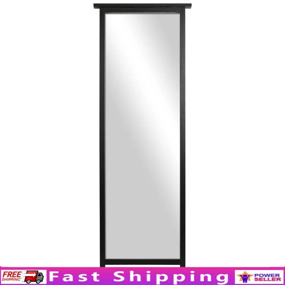 

Floor Mirror 24x68 Inch Black Finish Full Length Standing Mirror Sturdy Feet Elegant Design Anti-Tip Hardware Bedroom Dressing