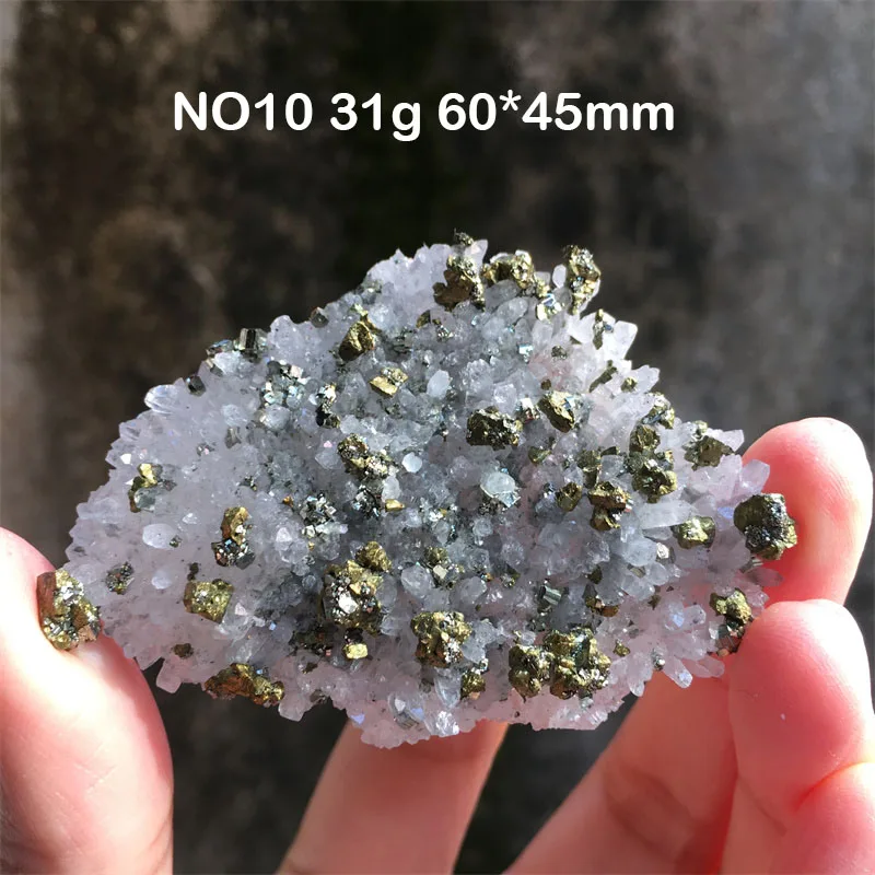 100% Natural Crystal Quartz With Pyrite Or Chalcopyrite Symbiotic Specimen Cluster Home Decor Meditation Energy Healing Stone