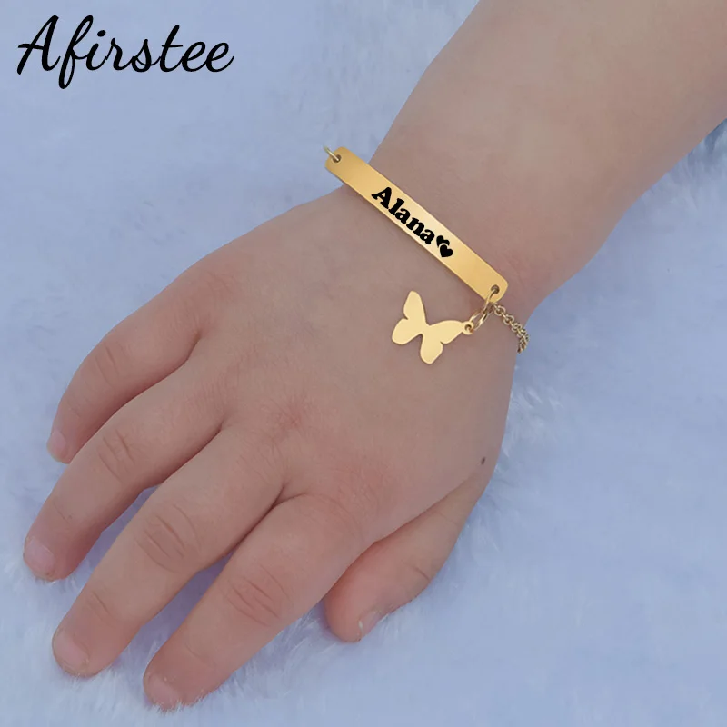 

Personalized Stainless Steel Engrave Name Baby Bracelet Custom Letter Date Nameplate Child Bracelets For Boy Girl Jewelry Gift