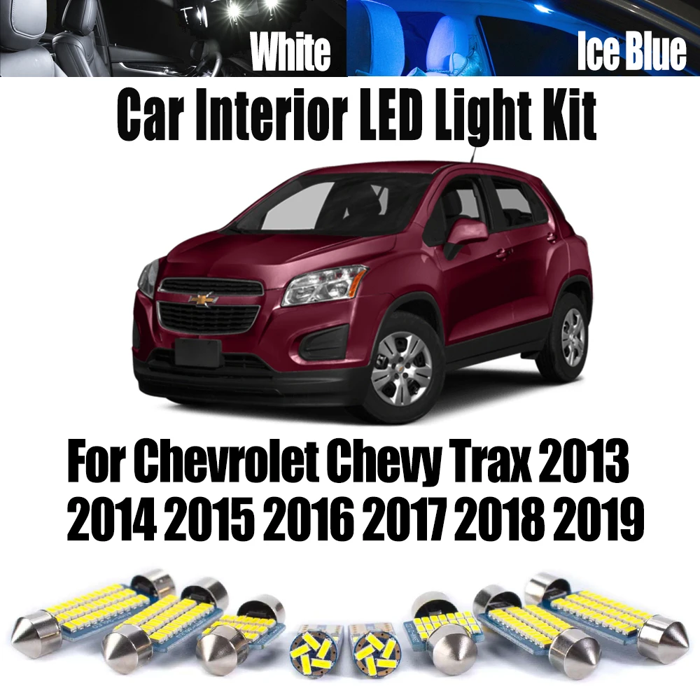 13Pcs Canbus Car LED Interior Map Dome Trunk Lamp Kit For Chevrolet Chevy Trax 2013 2014 2015 2016-2018 2019 Vanity Mirror Light