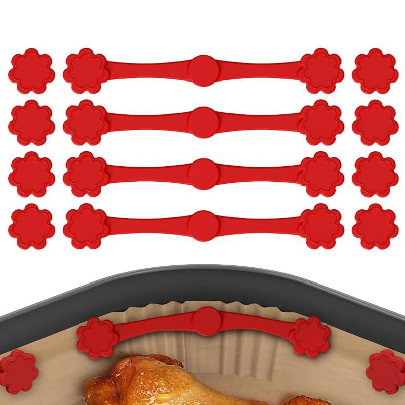 1 مجموعة مقلاة الهواء المغناطيس سيليكون مشبك لعقد الهواء المقلاة الهوائية ورق زبدة قفل المتاح بطانات منع ورقة حرق #4