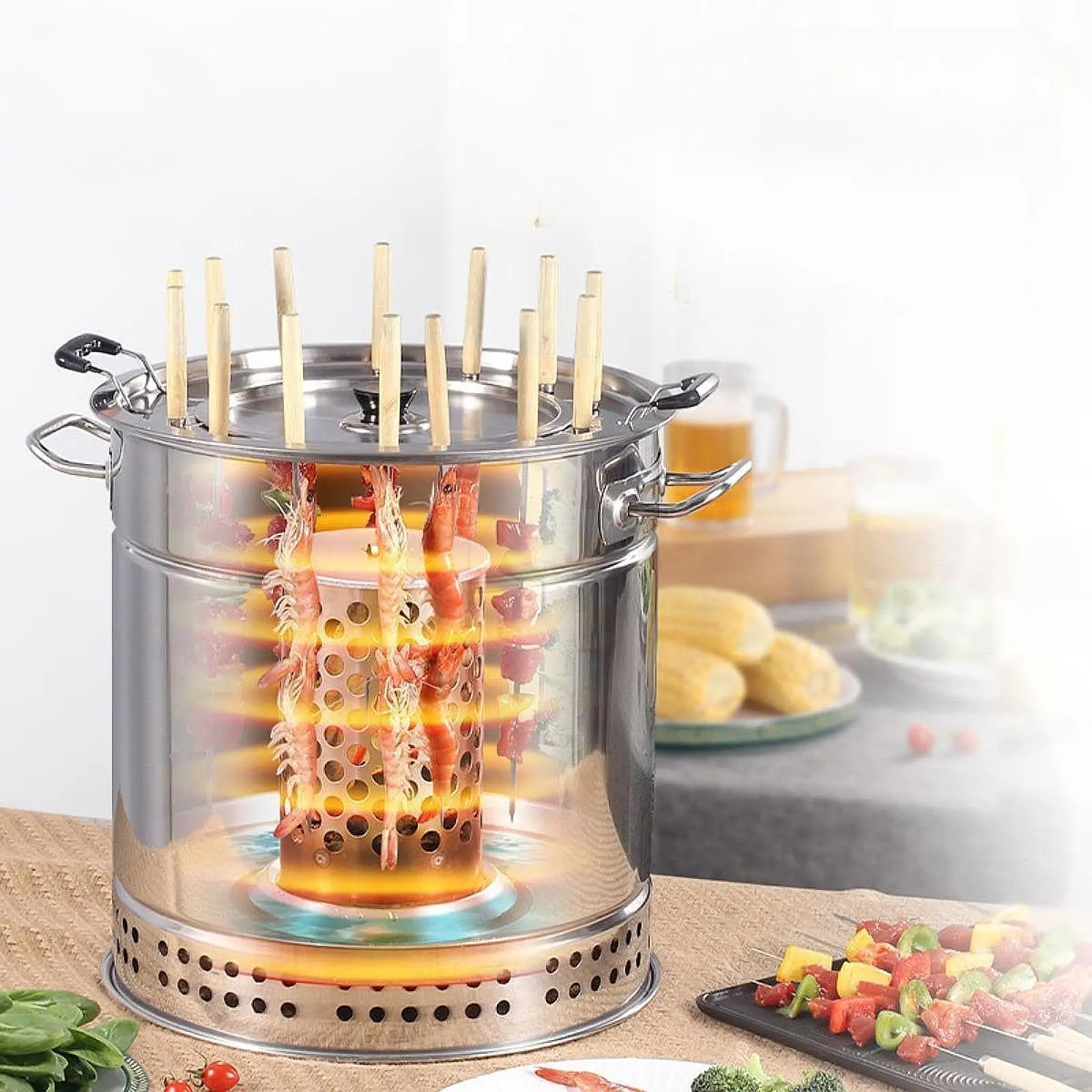 

Barbecue Hanging Grill Multifunctional Kitchen Equipment BBQ Grill for Grilling Picnics Parks Tailgate Parties Backyard
