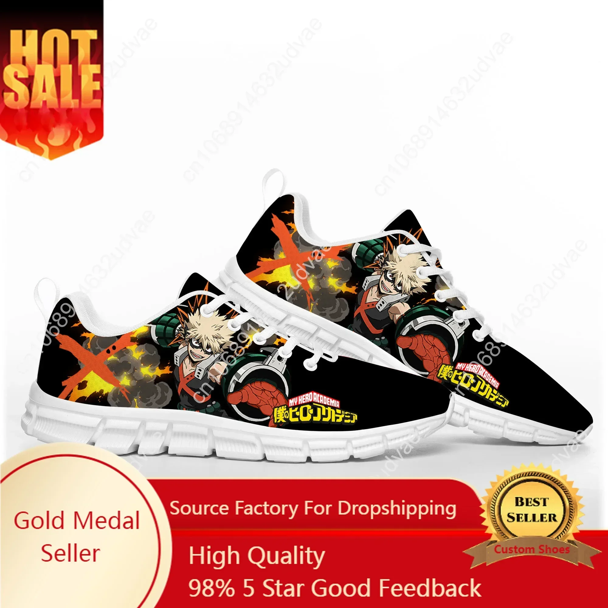 

Katsuki Bakugo Sports Shoes My Hero Academia Mens Womens Comfortable Breathable Sneakers Casual Custom High Quality Couple Shoes