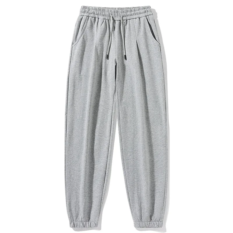 Ultra-thin Summer Thin Pure Cotton Casual Long Pants Light Gray Loose Straight Sweatpants Elastic Waist Men's Sweatpants